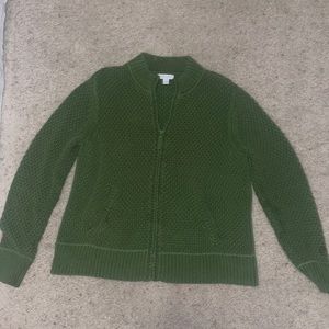 Charter club green knitted zip-up